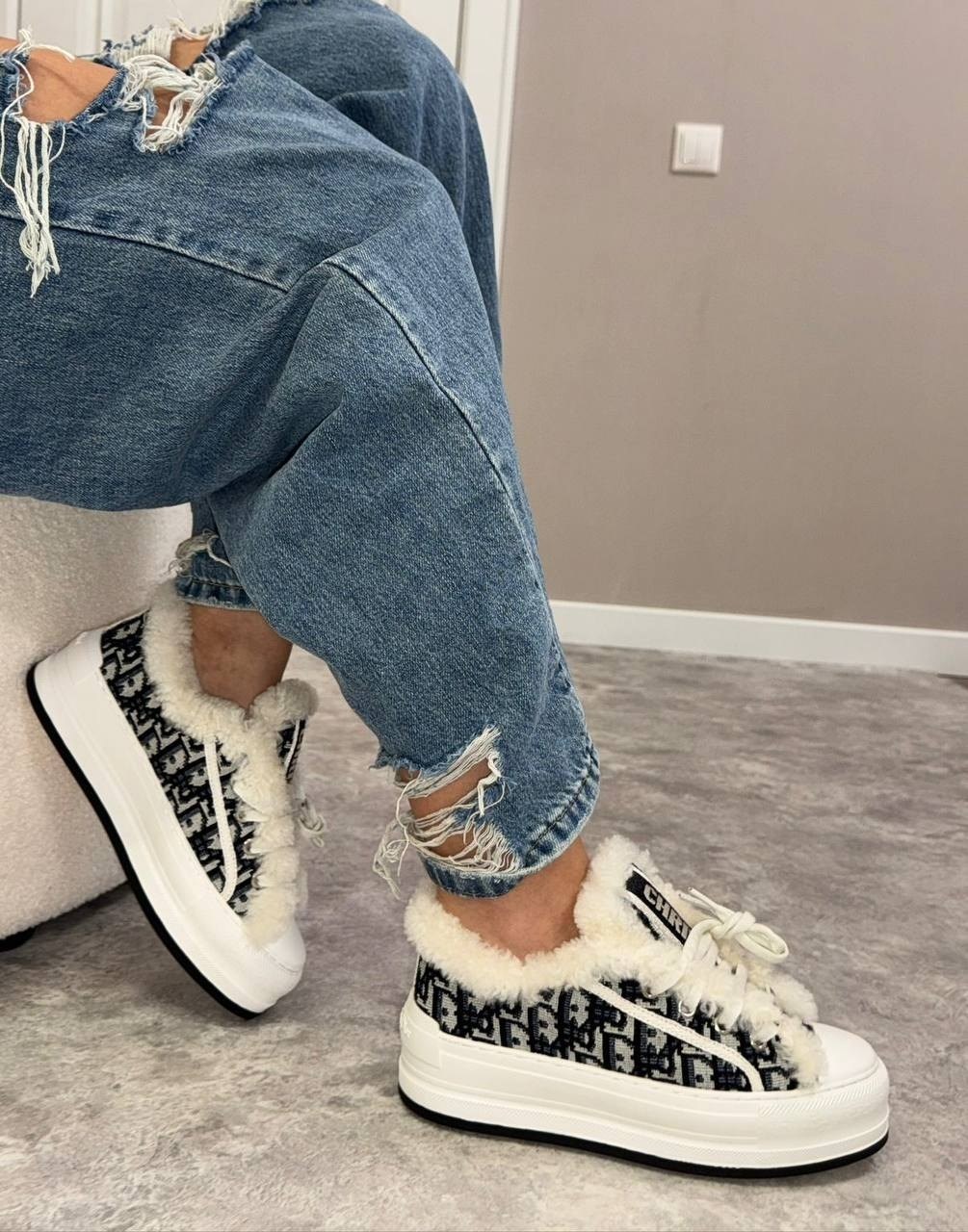 ,кеды с мехом,женские кеды с мехом,кеды диор,кеды christian dior