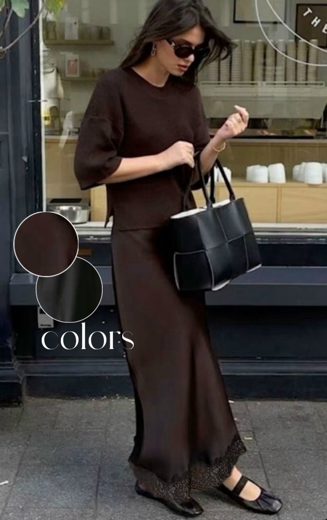 шелковое платье со свитером,юбка стильная,образ с длинной юбкой,мода модная