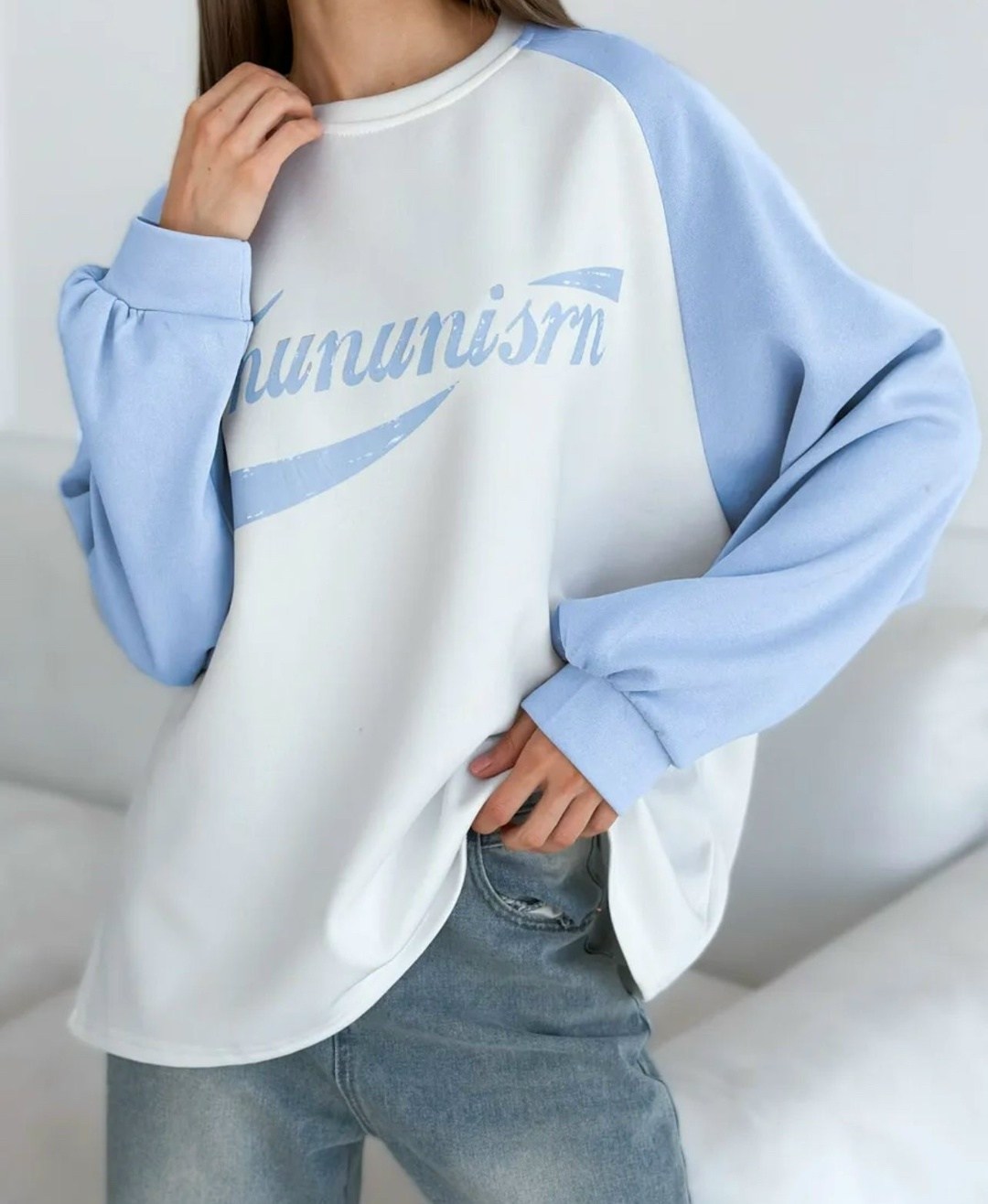голубой свитшот,толстовки свитшот,свитшоты женские,лонгслив оверсайз,базовый свитшот