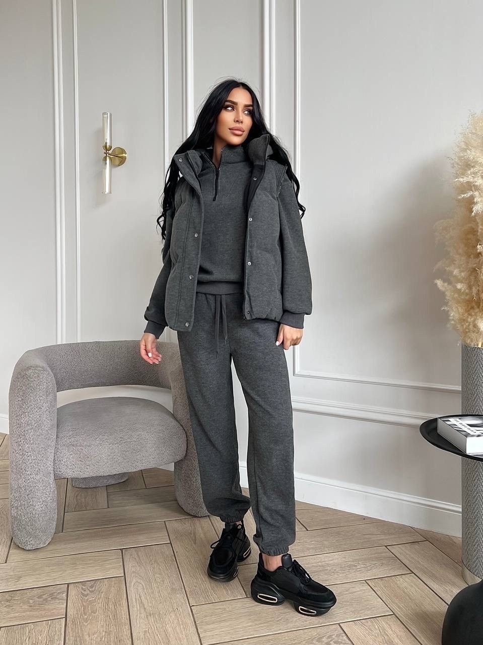 тройка костюм женский,костюм тройка,серый костюм тройка,костюм на флисе,женский костюм на флисе