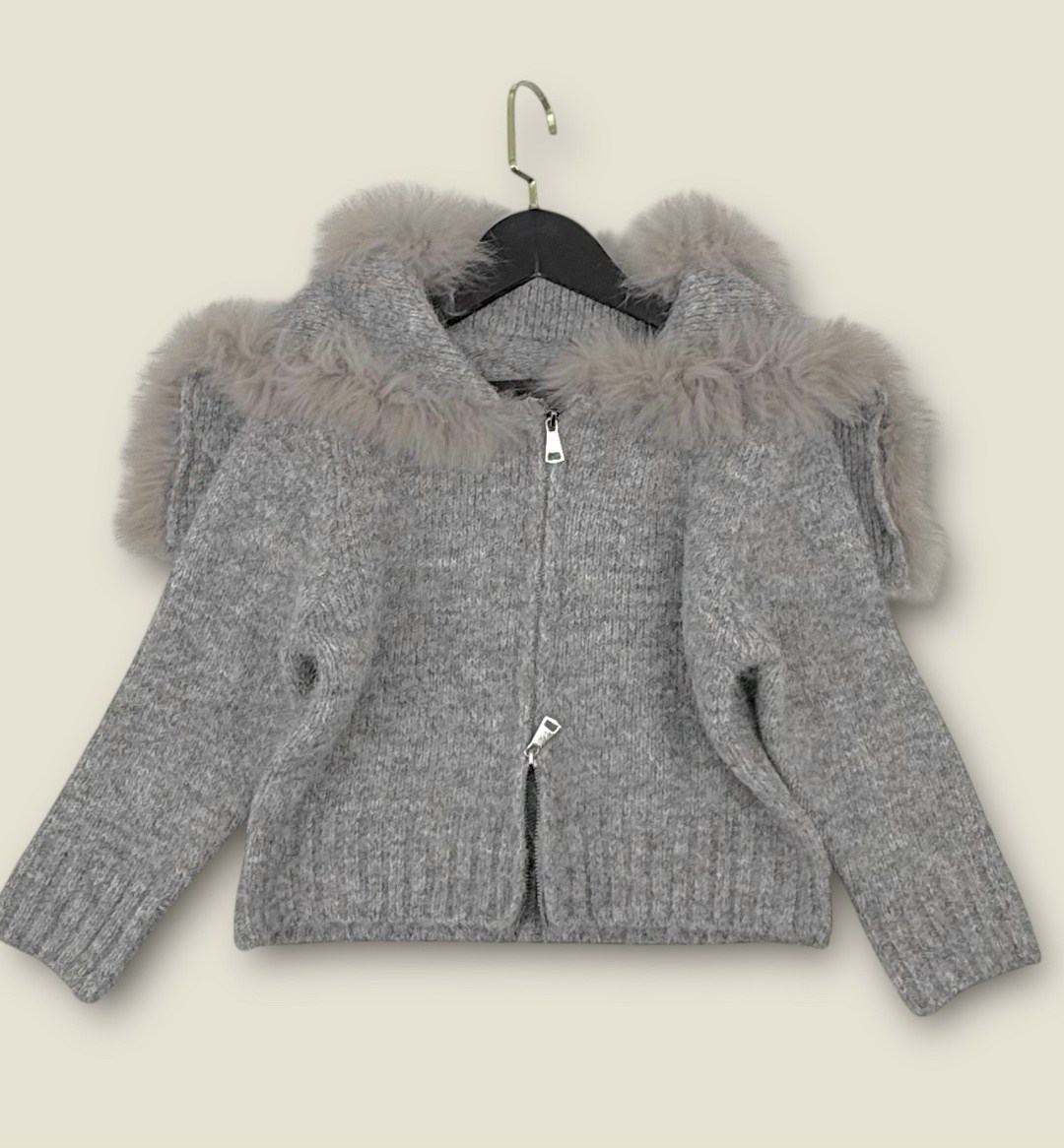 вязаная куртка,куртка трикотажная,свитера с капюшоном,кардиган для девочек,серый кардиган