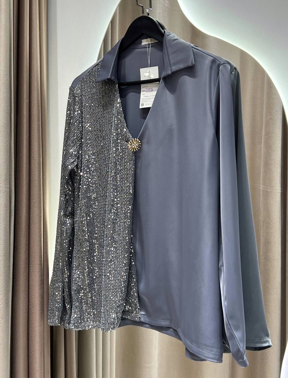 рубашка с пайетками,праздничная блузка,блузка с пайетками,блузка женская,рубашка пайетки
