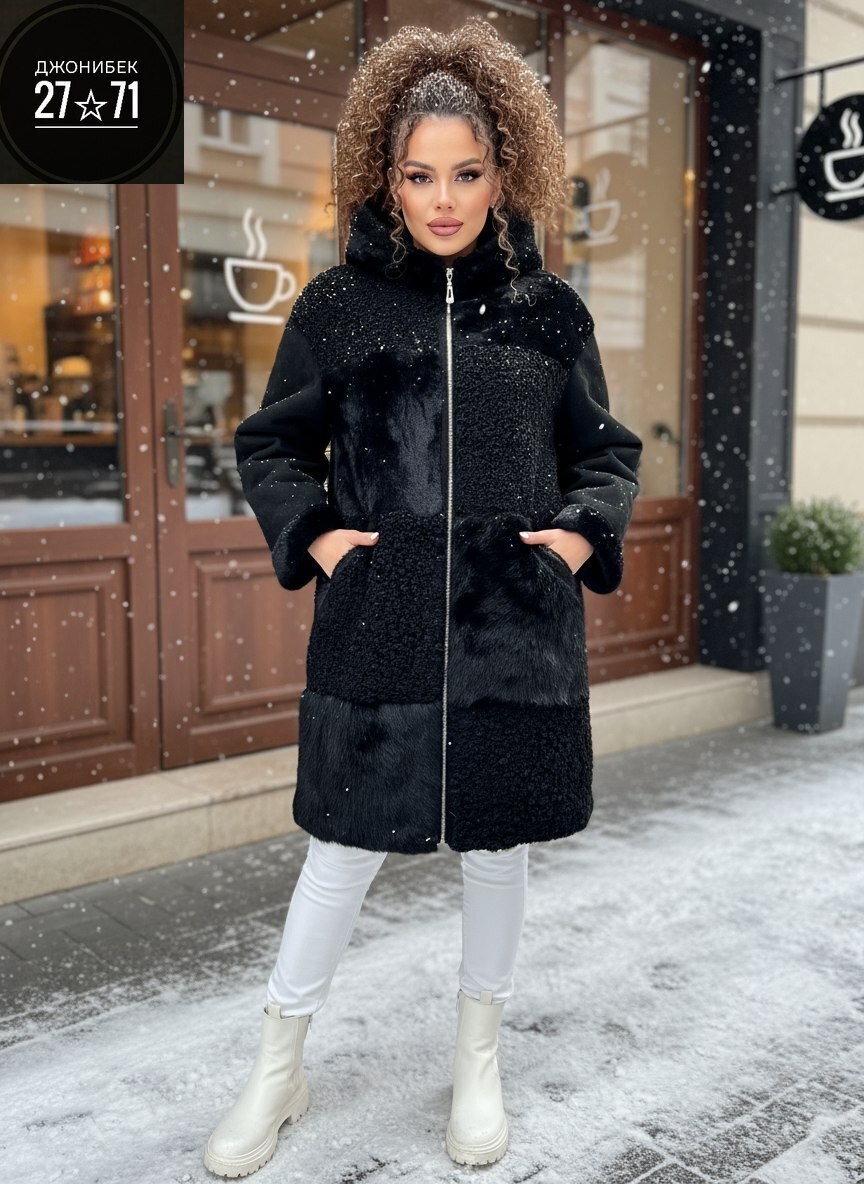 женская дубленка,пальто комбинированное,стильное пальто,комбинированная дубленка,пальто женские