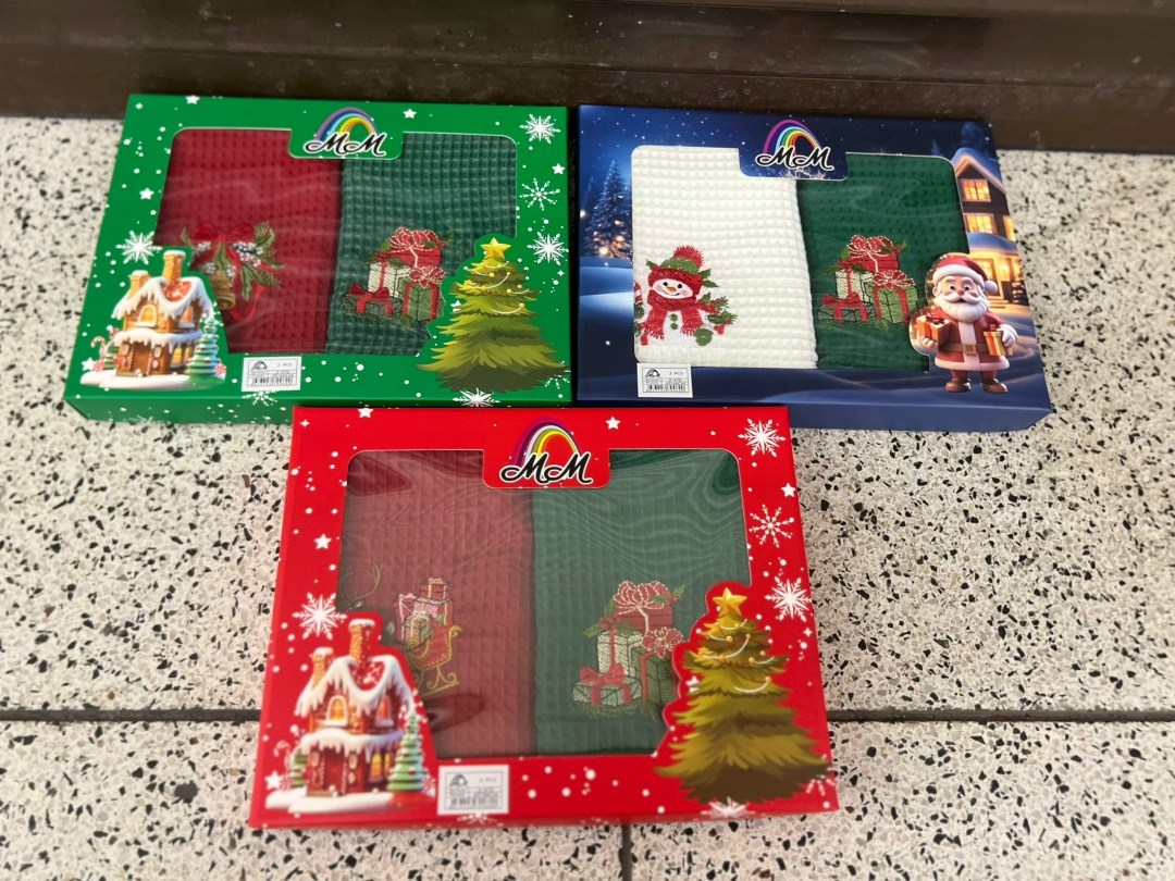 кухонные полотенца набор вафельное,набор полотенец вафельных для кухни,подарочные наборы полотенец,новогодние наборы полотенец,полотенца кухонные вафельные