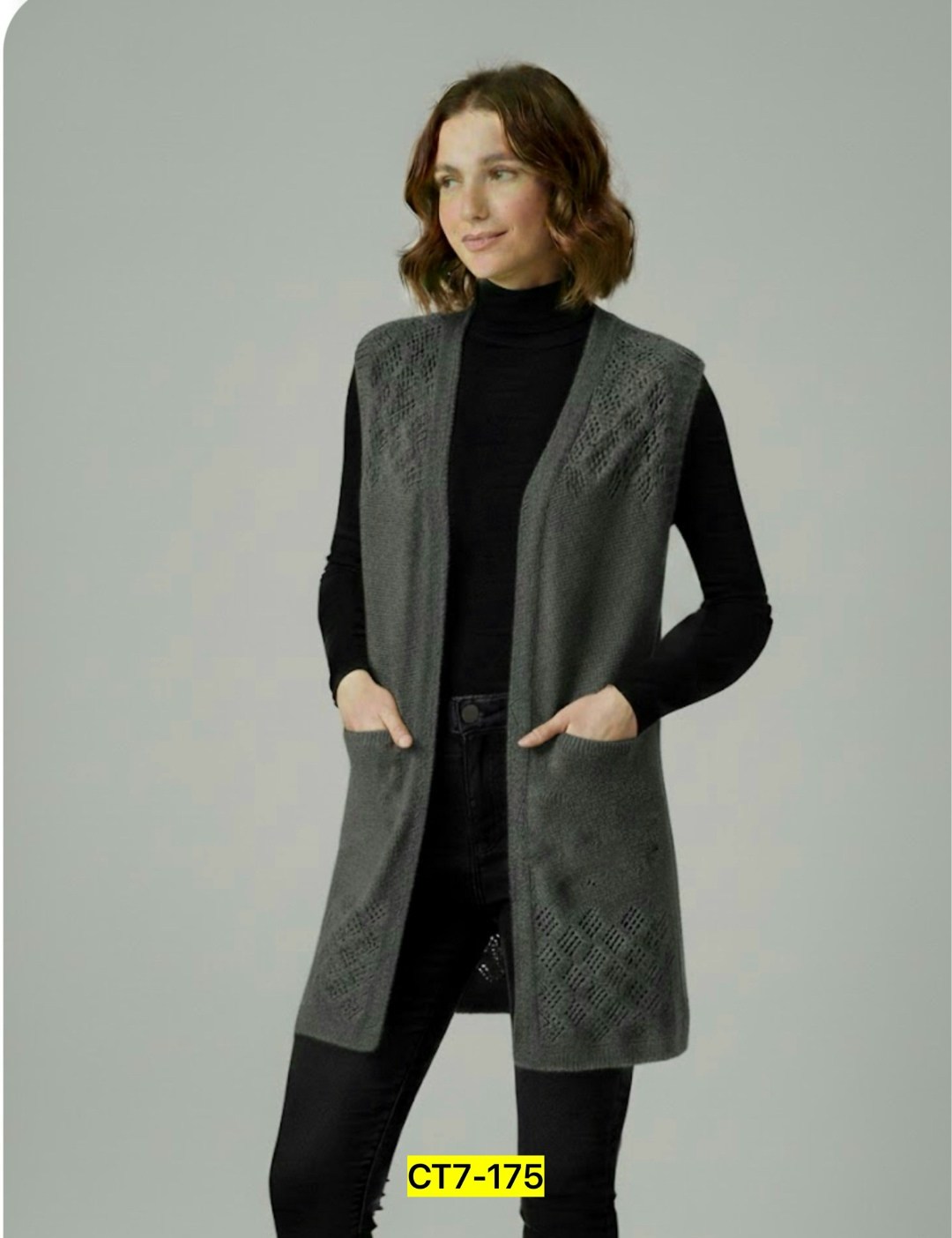 вязаные жилеты,вязаные жилеты женские,удлиненный жилет,трикотажный жилет,удлиненный жилет спицами