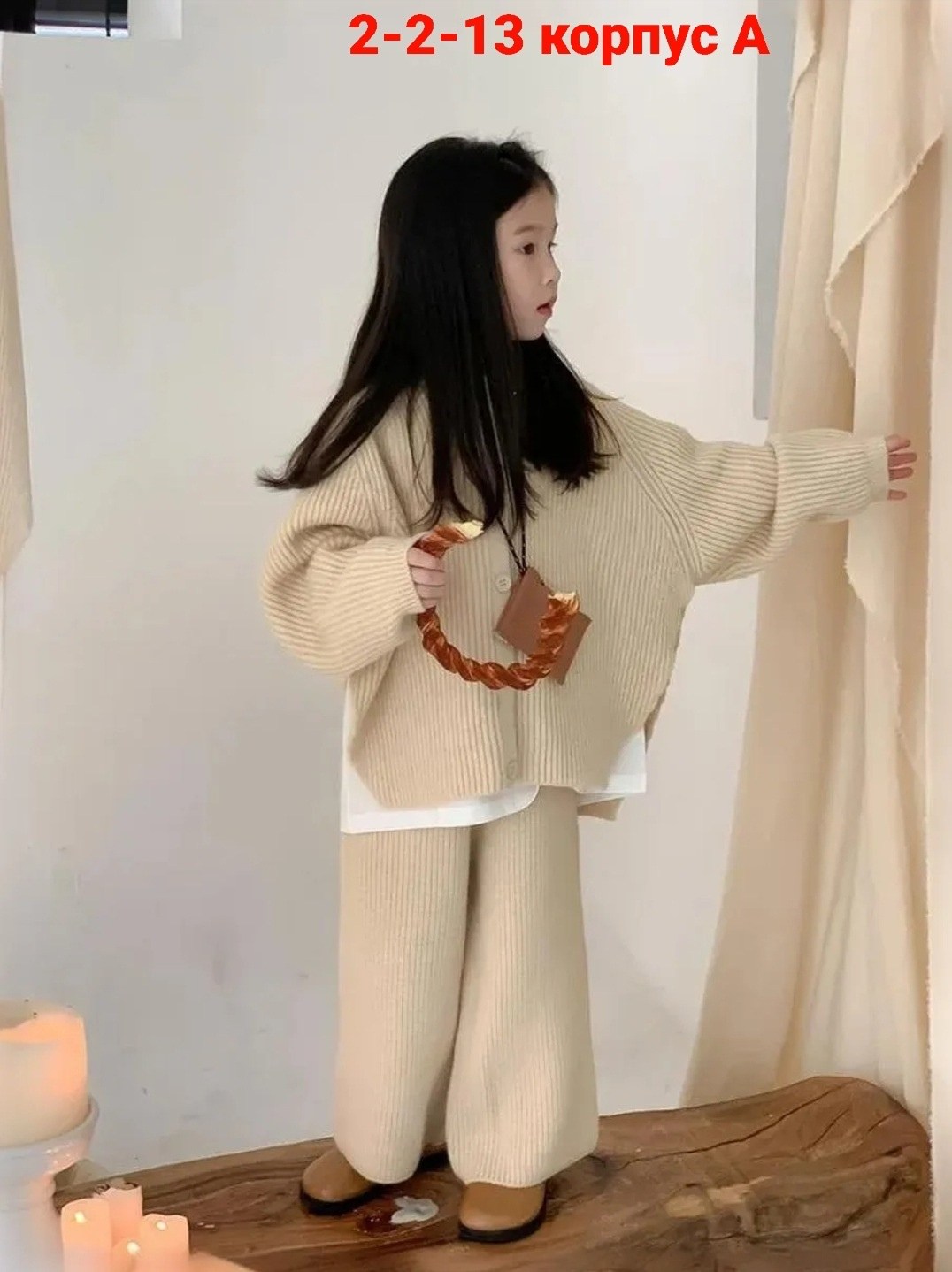 вязаный костюм для девочек,комплект одежды для девочек,корейский свитер,вязаный костюм детский,комплект свитер