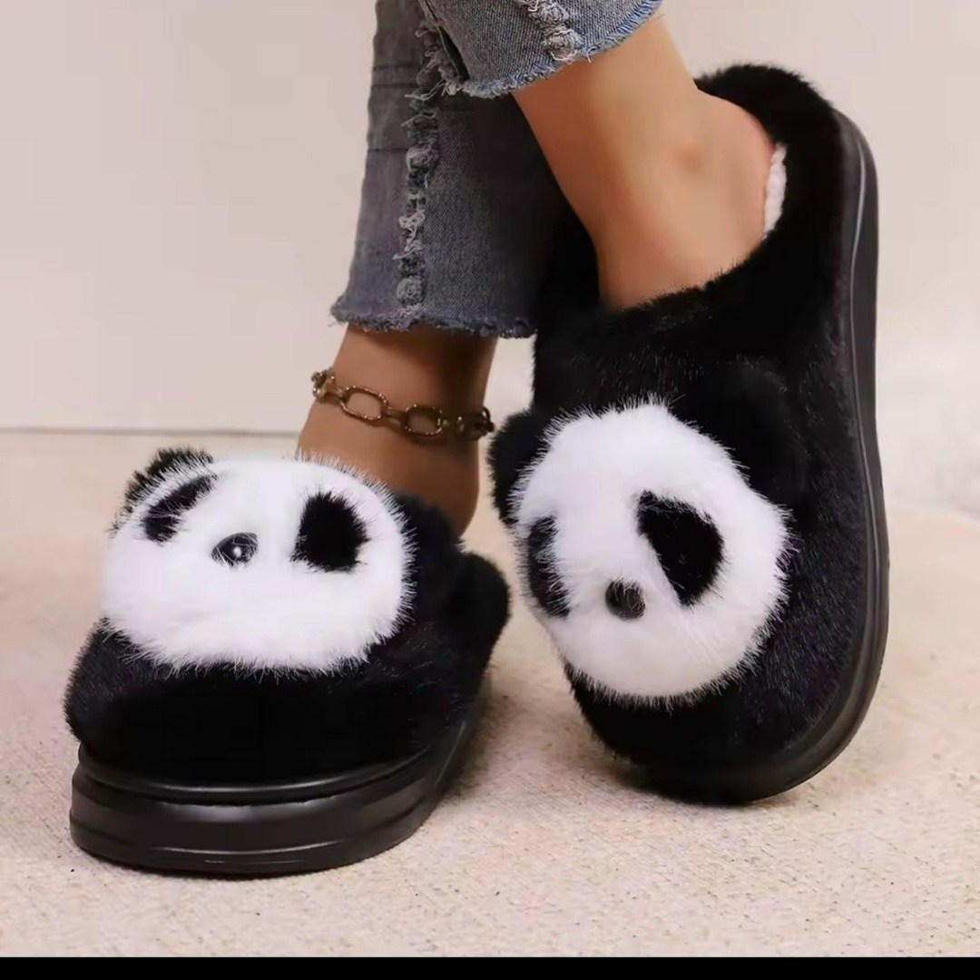 тапочки домашние,плюшевые тапочки,тапочки панда,,женские тапочки домашние