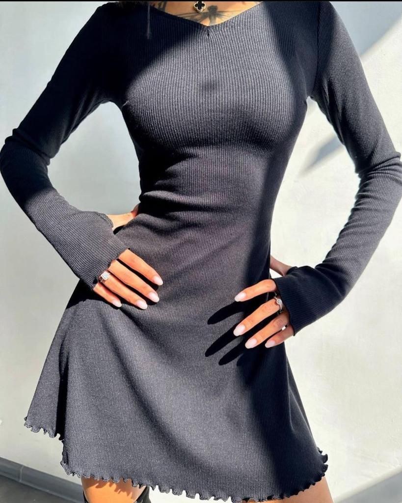 платье лапша расклешенное,трикотажное платье,платье с длинным рукавом женское,женское мини платье с длинными рукавами,платье трикотажное повседневное