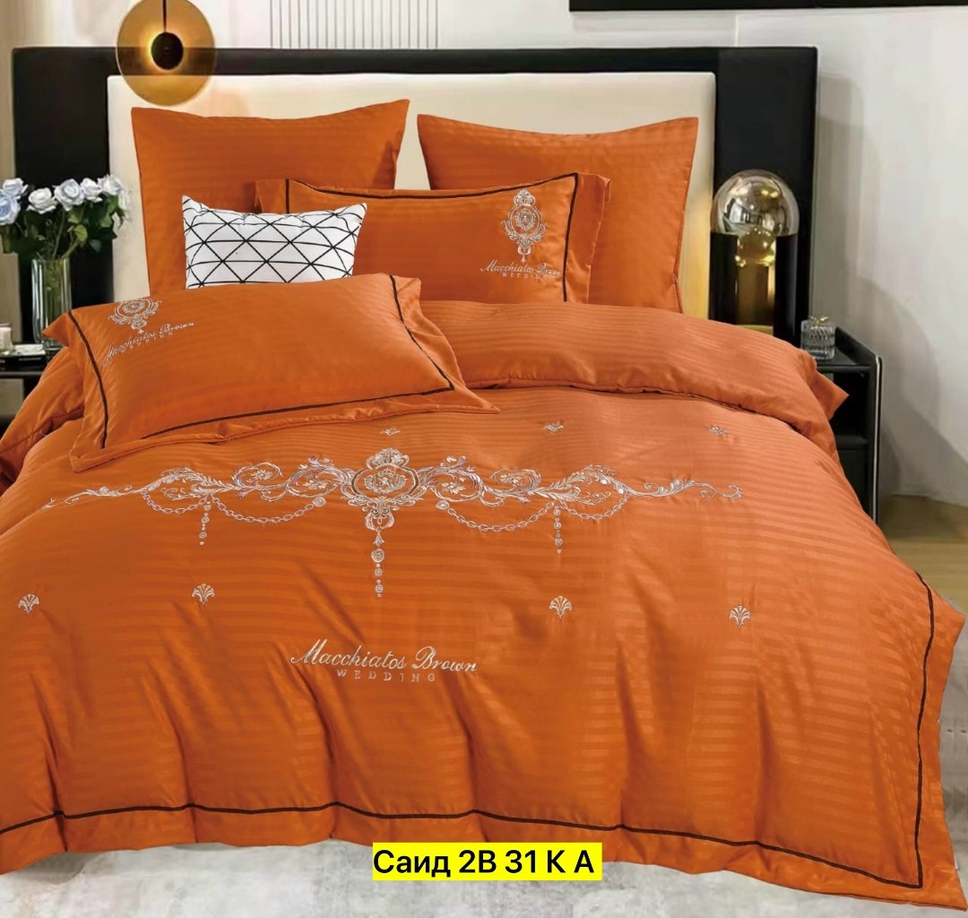 евро комплект постельного белья,комплект постельного белья,постельное белье eвро сатин,комплект постельного белья сатин евро,страйп сатин оранжевый