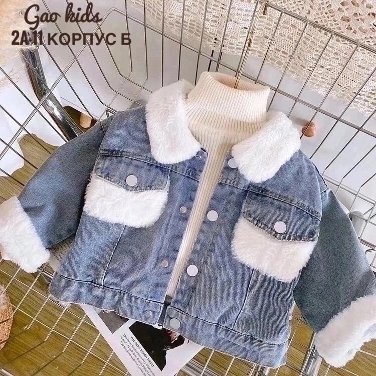 джинсовая куртка пул энд бир с мехом,джинсовая куртка для девочек,куртка джинсовая,утепленная джинсовая куртка,зимняя джинсовая куртка