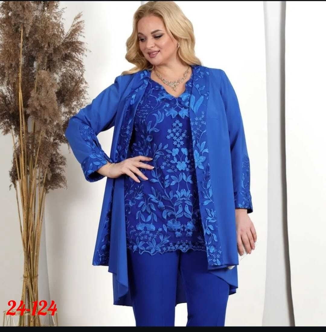 комплект брючный ninele 5816 василек,праздничные костюмы для женщин больших размеров,вечерние брючные костюмы,комплект ninele,брючной костюм