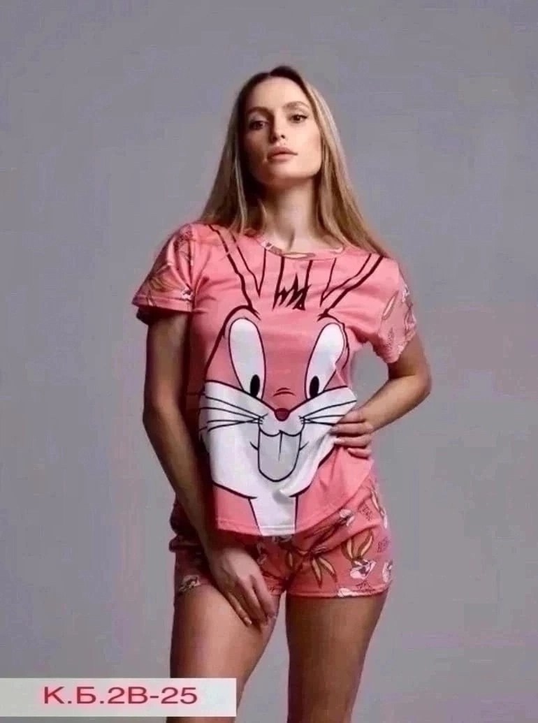 пижама с багз банни женская,пижамы женски,пижама домашний одежда,комплект пижама,женский пижама