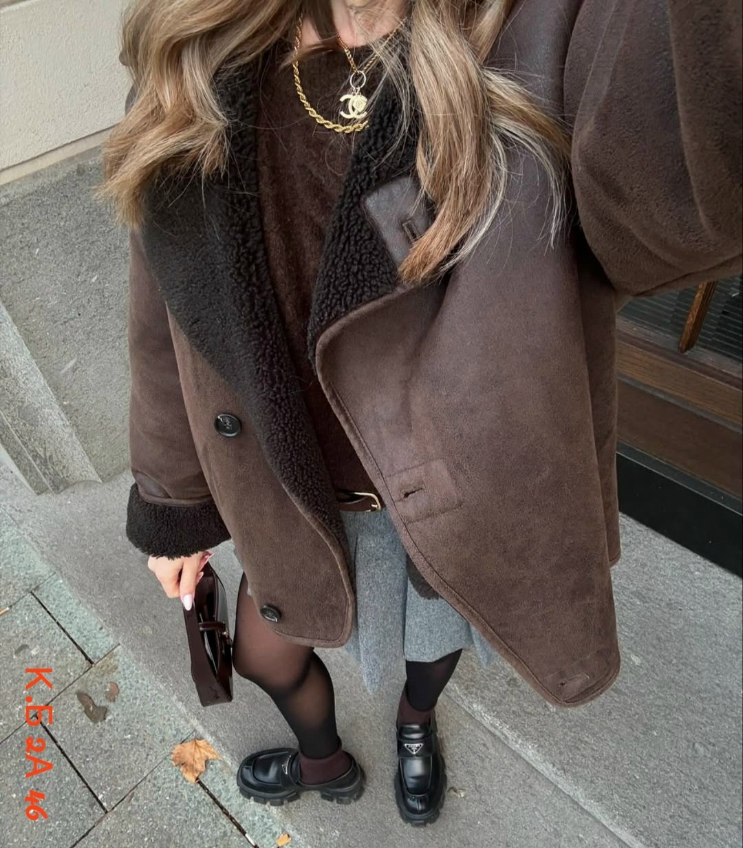 теплое пальто,повседневная куртка,дубленка оверсайз,дубленка женская,мода стиль