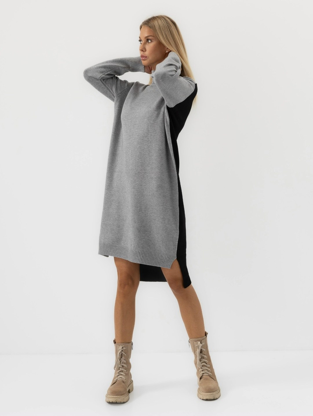 платье вязаное,трикотажное платье,теплое вязаное платье,серое платье свитер,вязаное платье женское