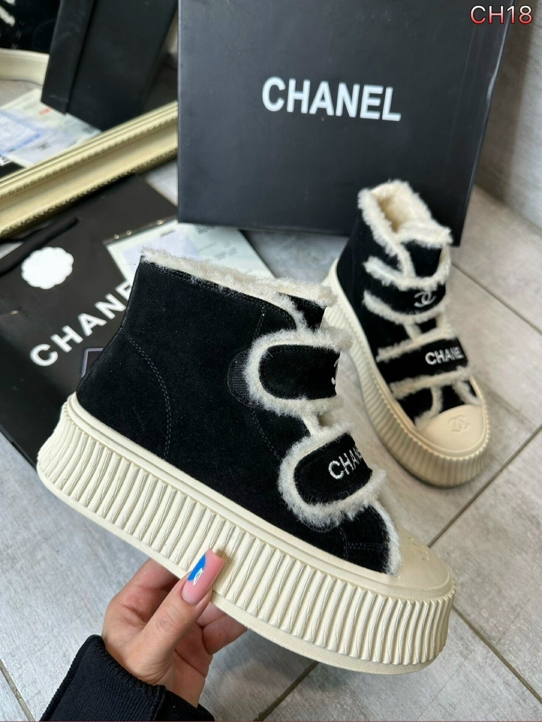 ,кеды шанель,кеды chanel,chanel кроссовки,высокие теплые кеды шанель