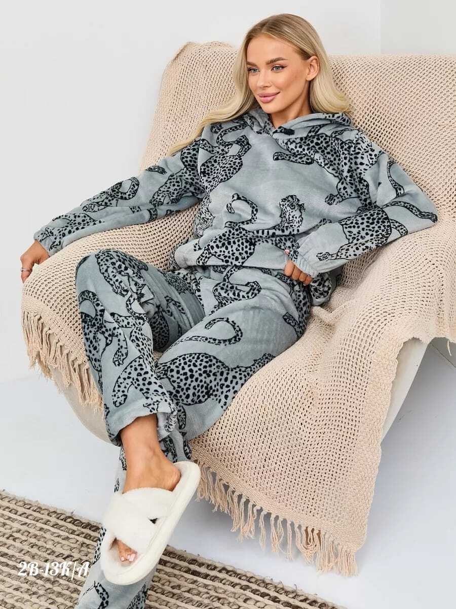 пижама со штанами теплая домашняя с капюшоном,теплый комплект,пижама домашний костюм,зимняя пижама,теплая пижама женская