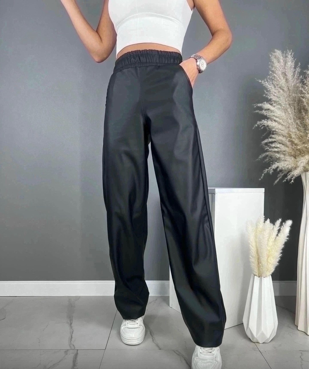 брюки палаццо из экокожи,брюки женские эко кожа,брюки из эко кожи,кожаные брюки палаццо,палаццо кожаные матовые женские брюки