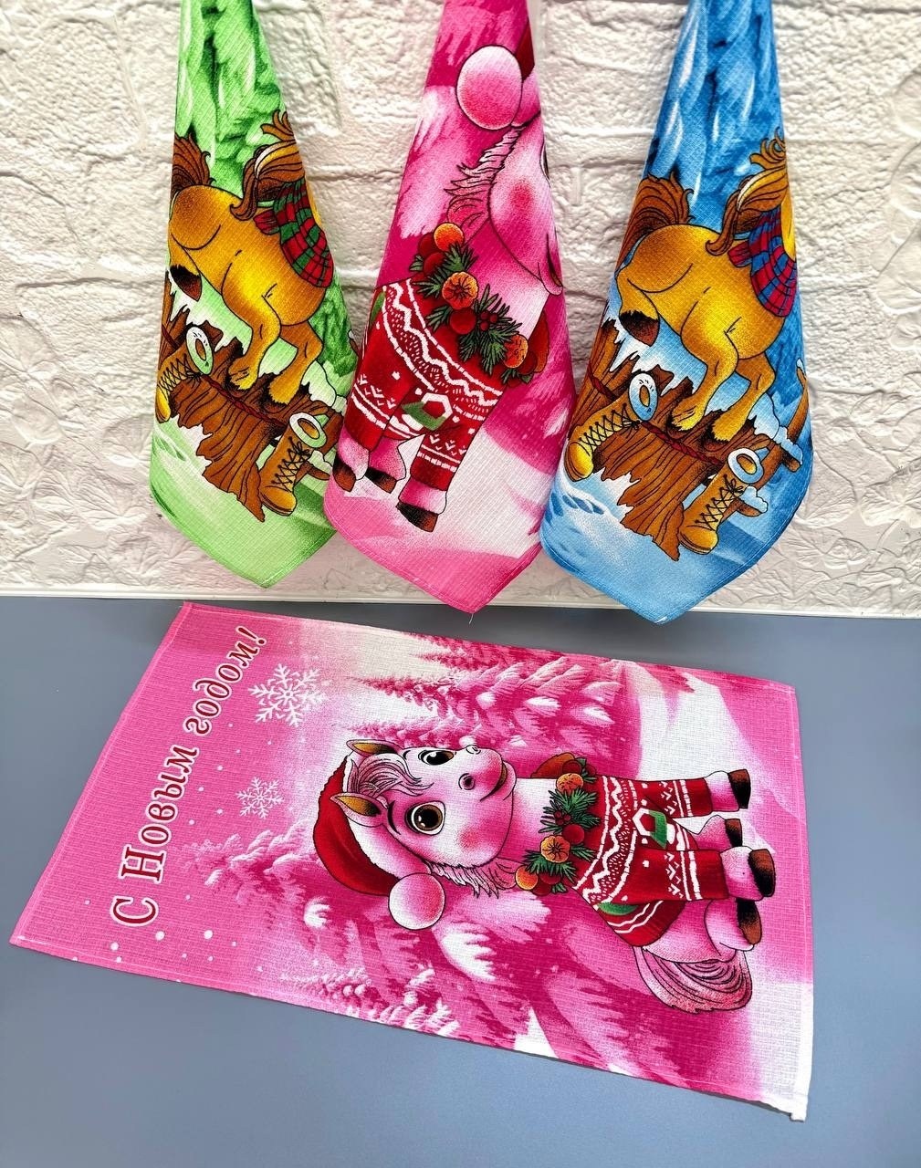 набор полотенец вафельных,полотенца вафельные,полотенца новогодние,кухонное полотенце,полотенца для кухни