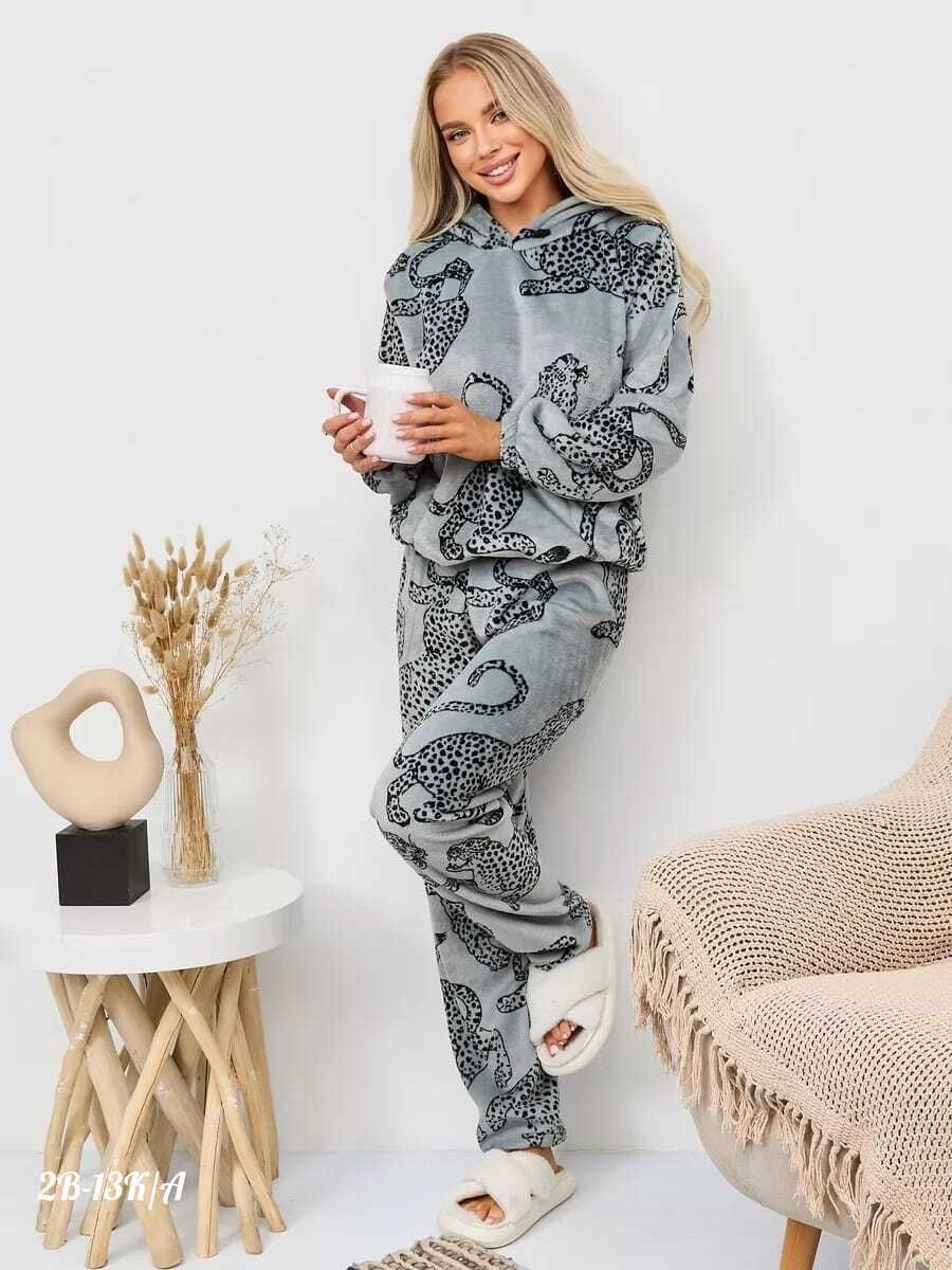 пижама со штанами теплая домашняя с капюшоном,теплый комплект,пижама домашний костюм,зимняя пижама,теплая пижама женская