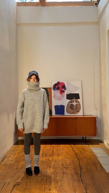 свитер оверсайз с высоким воротником,джемпер оверсайз свитер,свитер оверсайз вязаный,модные свитера,acne studios disa turtleneck sweater