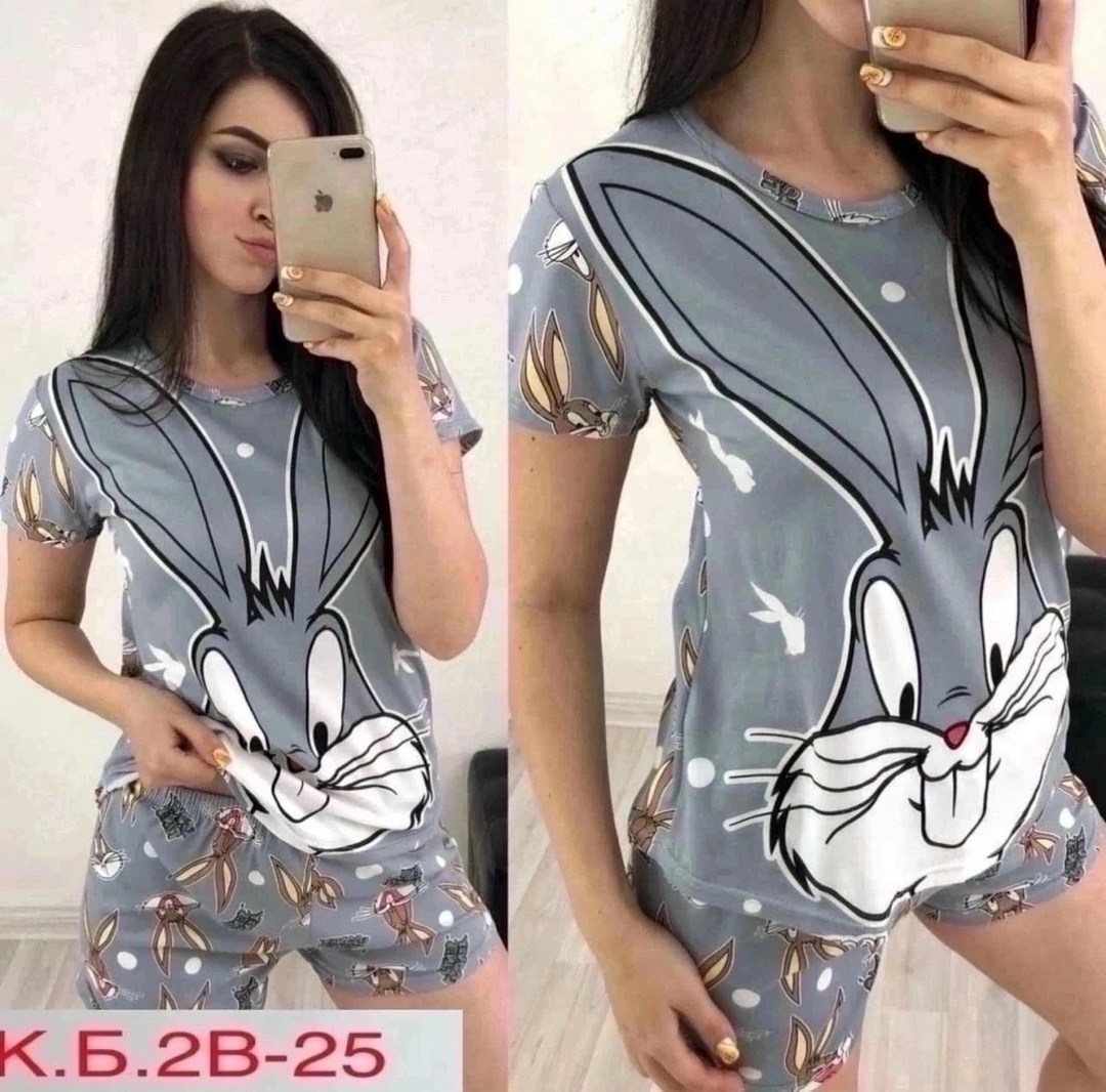 пижама с багз банни женская,пижамы женски,пижама домашний одежда,комплект пижама,женский пижама