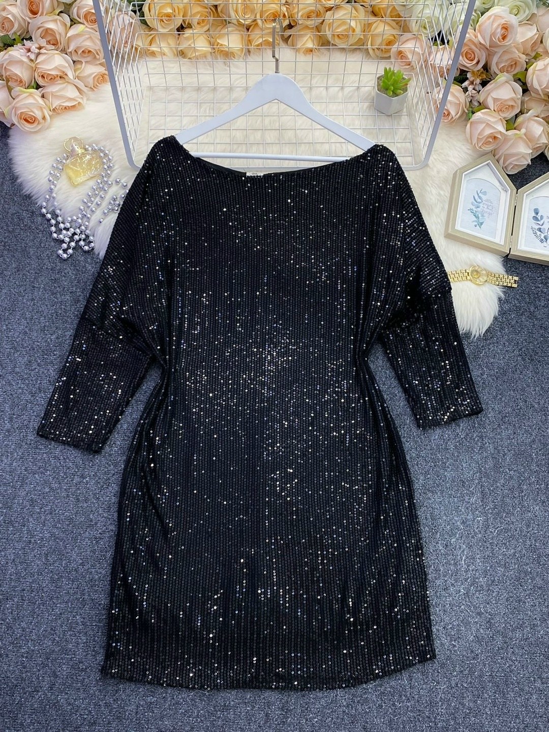 женское платье с пайетками,женское платье с блестками,модное платье,свободное платье,платье с пайетками