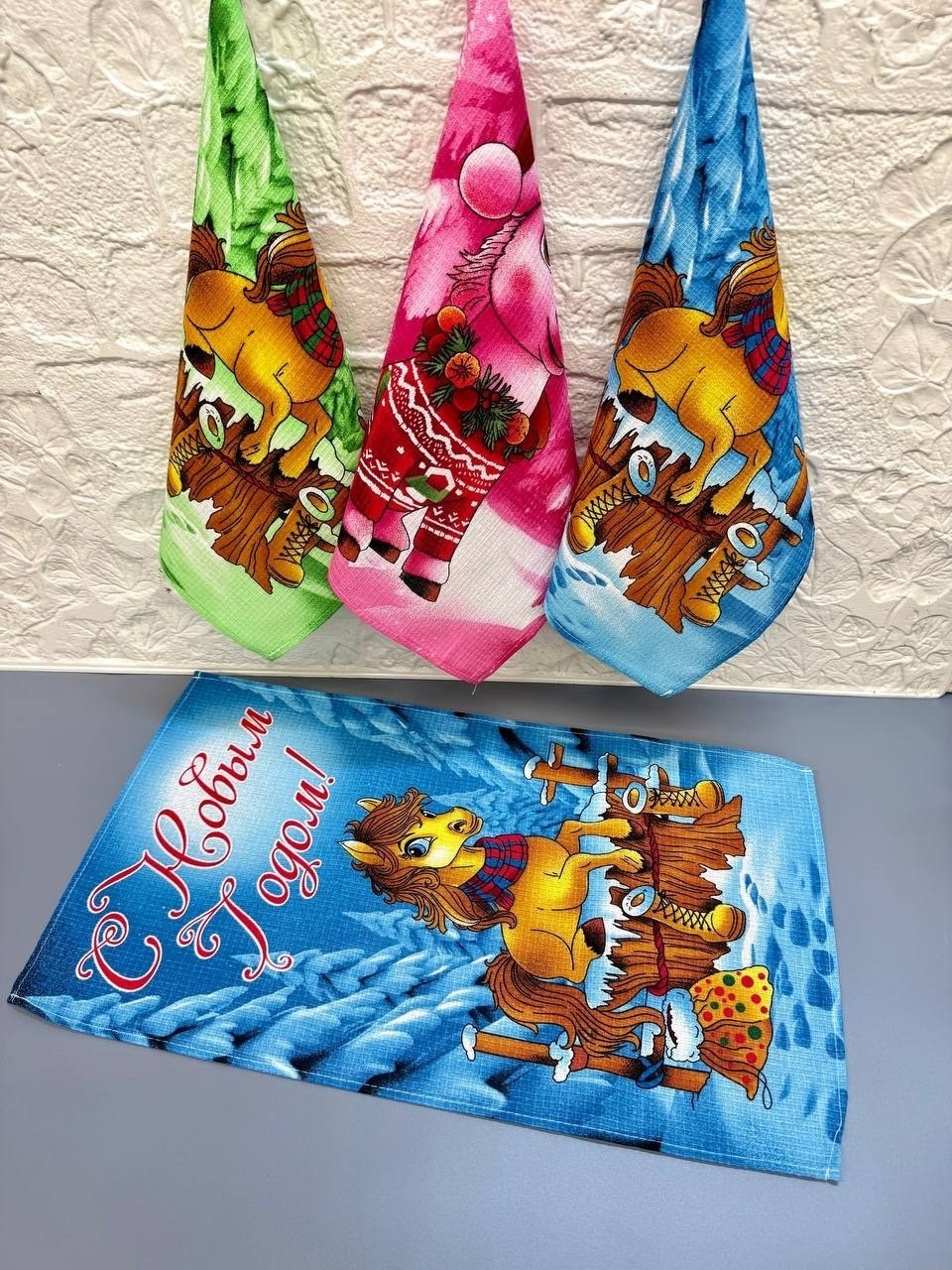 набор полотенец вафельных,полотенца вафельные,полотенца новогодние,кухонное полотенце,полотенца для кухни