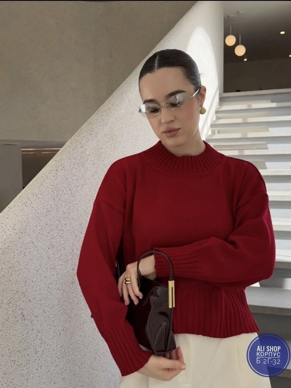 джемпер оверсайз,свитер женский оверсайз,красный свитер,вязаный свитер оверсайз,кофта женская