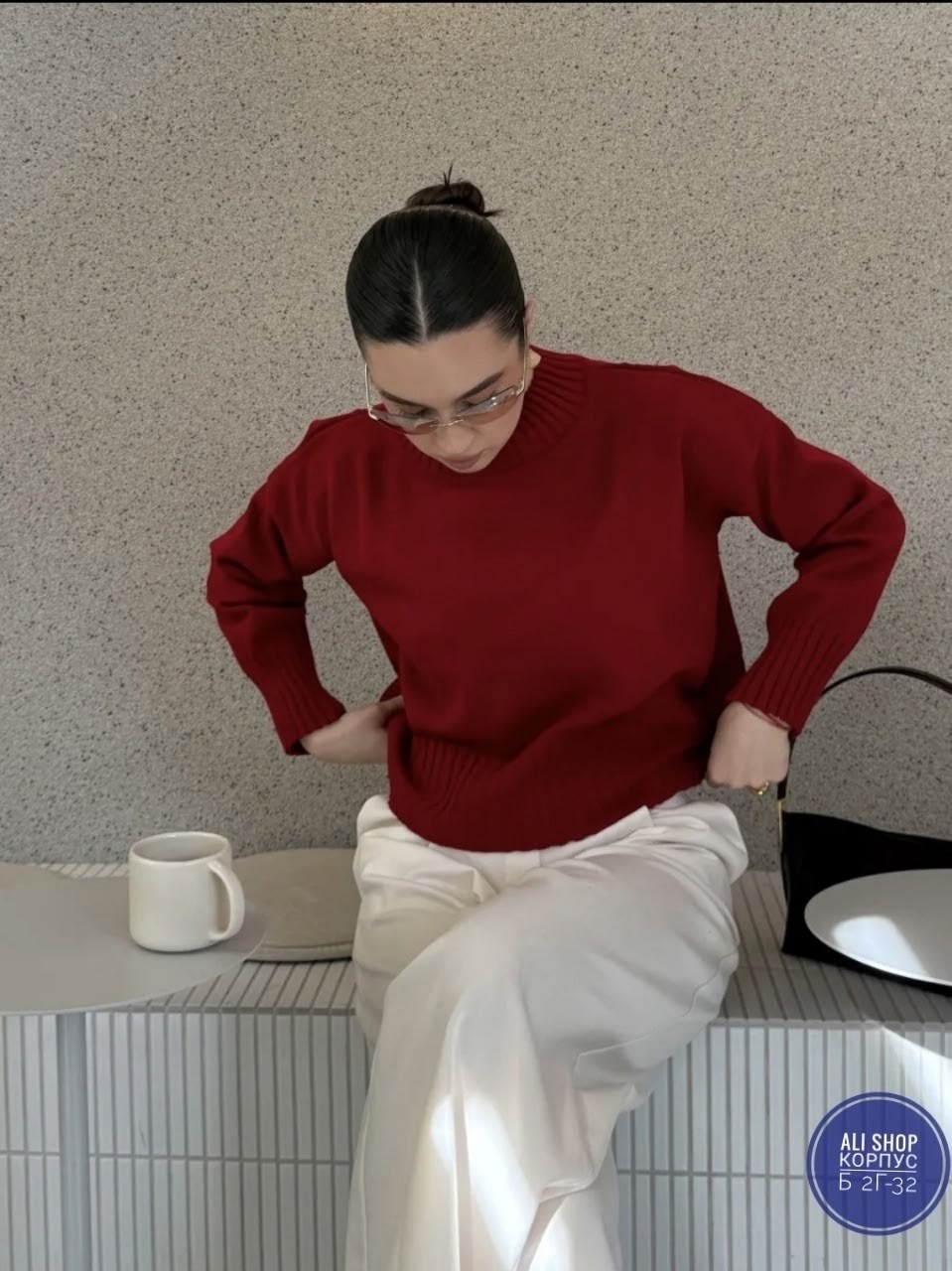 джемпер оверсайз,свитер женский оверсайз,красный свитер,вязаный свитер оверсайз,кофта женская