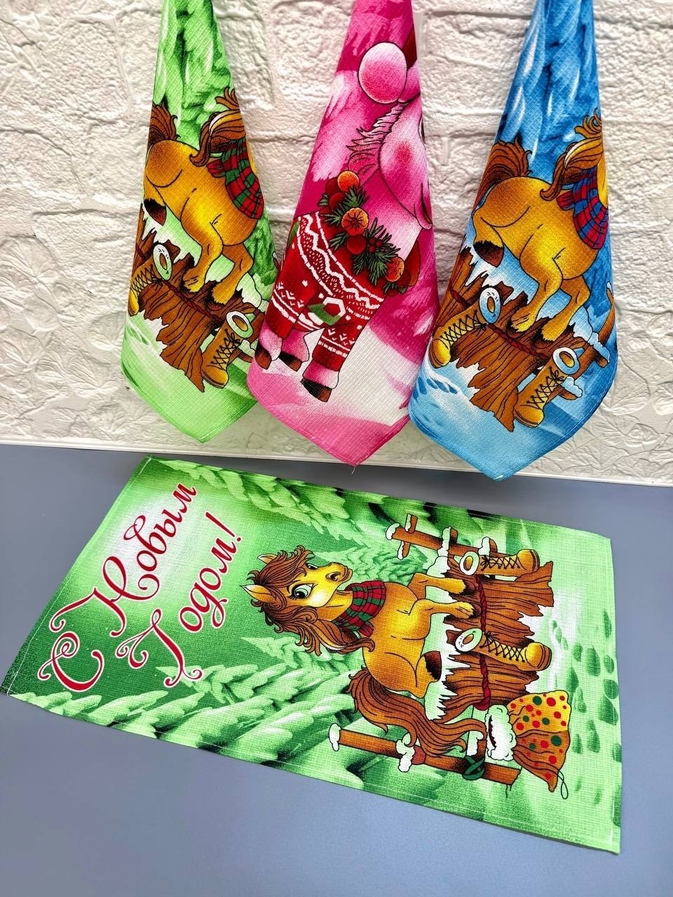 набор полотенец вафельных,полотенца вафельные,полотенца новогодние,кухонное полотенце,полотенца для кухни