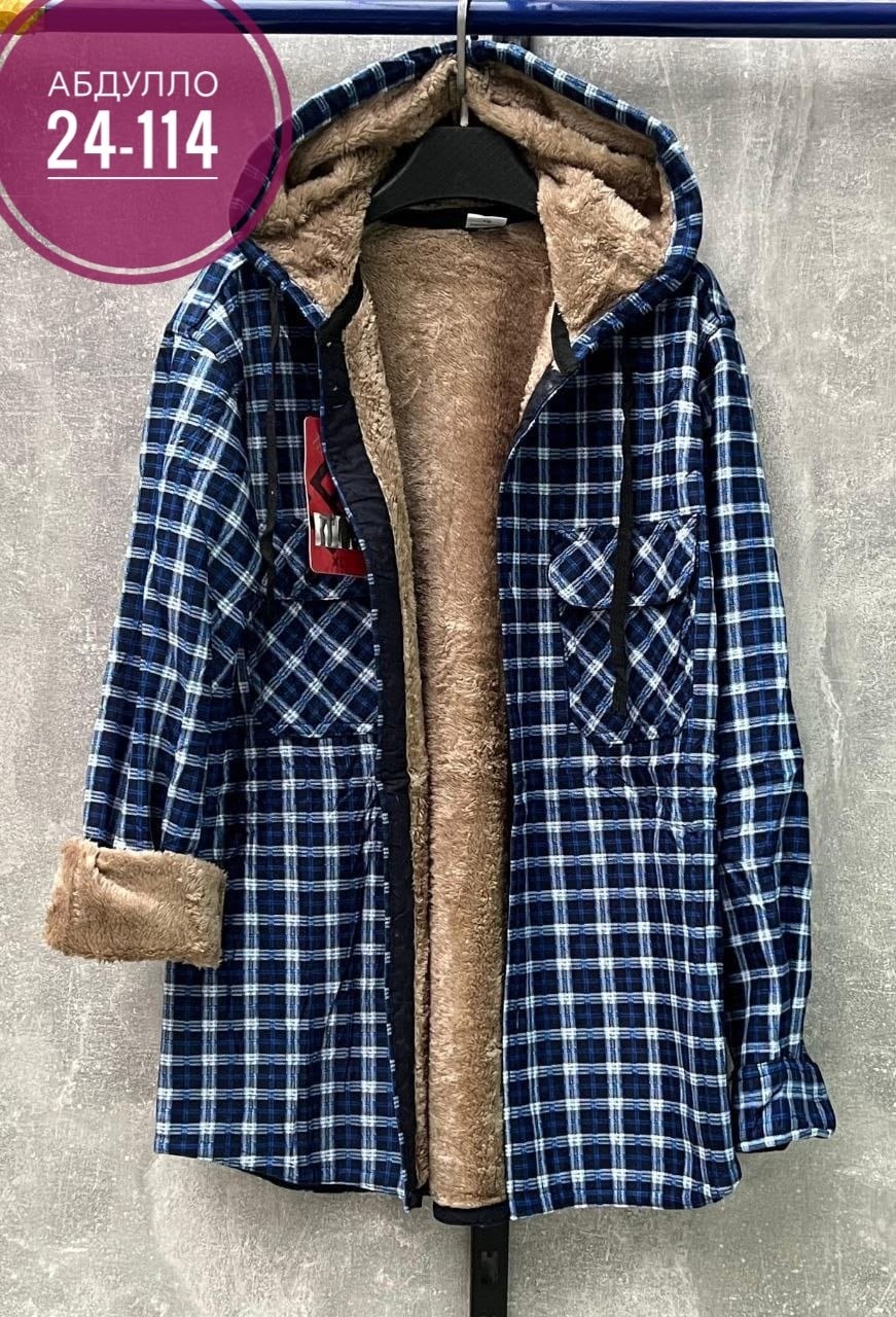 куртка в клетку,рубашка с капюшоном,повседневная куртка,рубашки на меху,куртка рубашка