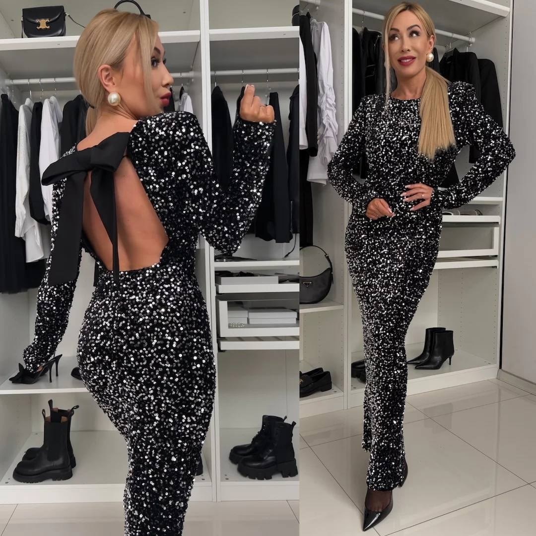 вечернее платье с блестками,вечернее платье с открытой спиной,платье с блестками,модное вечернее платье,вечернее платье с пайетками