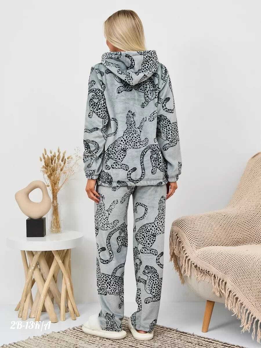 пижама со штанами теплая домашняя с капюшоном,теплый комплект,пижама домашний костюм,зимняя пижама,теплая пижама женская