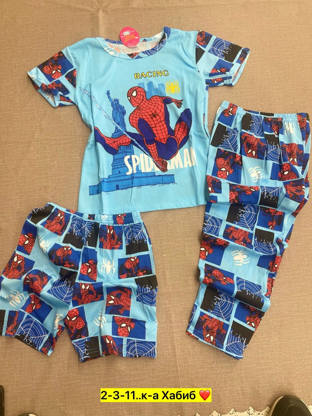 пижама детская,пижама тройка,детский пижама,пижама для мальчика,пижама спайдермен
