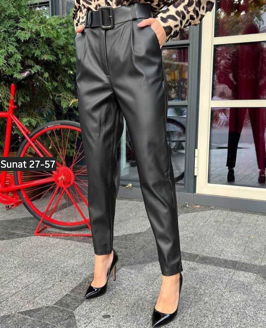 кожаные брюки женские,брюки кожаные,брюки из экокожи женские,прямые брюки из экокожи,брюки из эко кожи