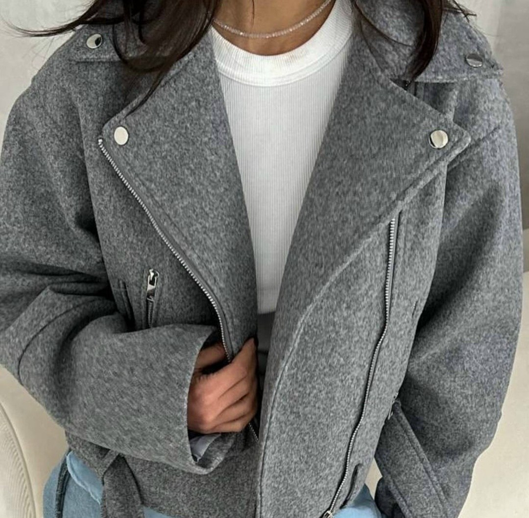 косуха оверсайз,косуха куртка,пальто косуха женское,куртка женская серая,куртка из пальтовой ткани