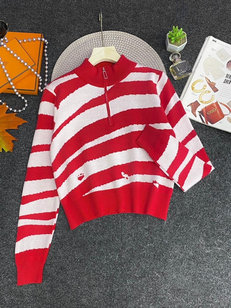 свитер женский в полоску,свитера женские,модные свитера,свитер на молнии в полоску,женская кофта