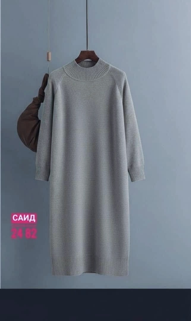 трикотажное платье,вязаное платье,шерстяное платье,платье женская,свободное платье