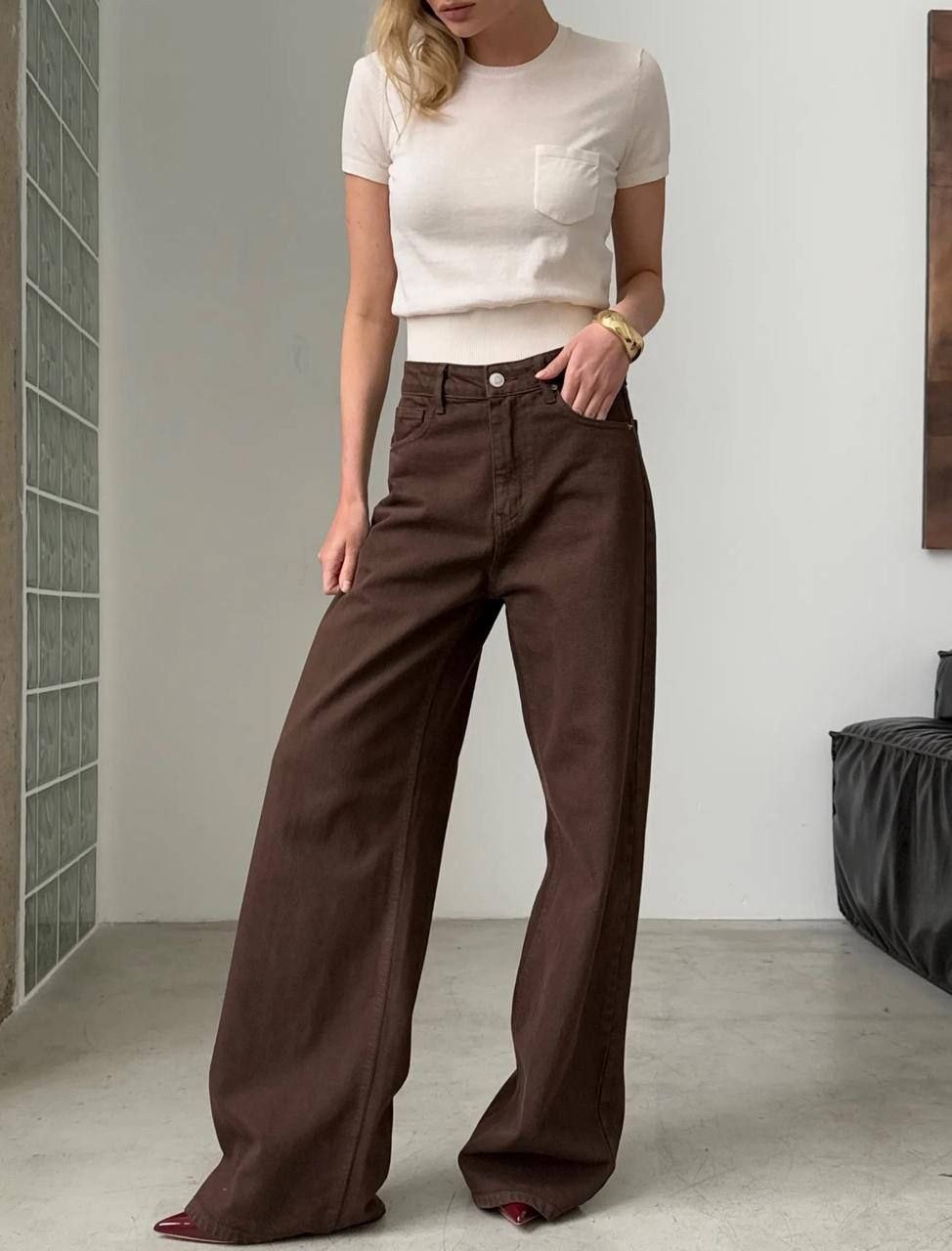 джинсы повседневные,коричневые джинсы женские,широкие джинсы,коричневые джинсы,брюки джинсы