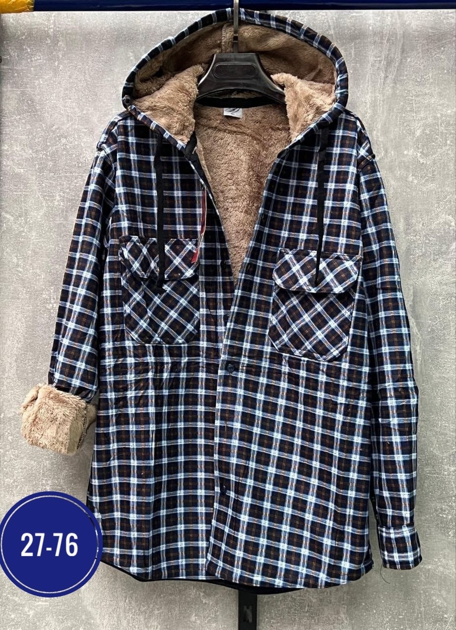 куртка в клетку,рубашка с капюшоном,рубашки на меху,повседневная куртка,рубашка с капюшоном женская