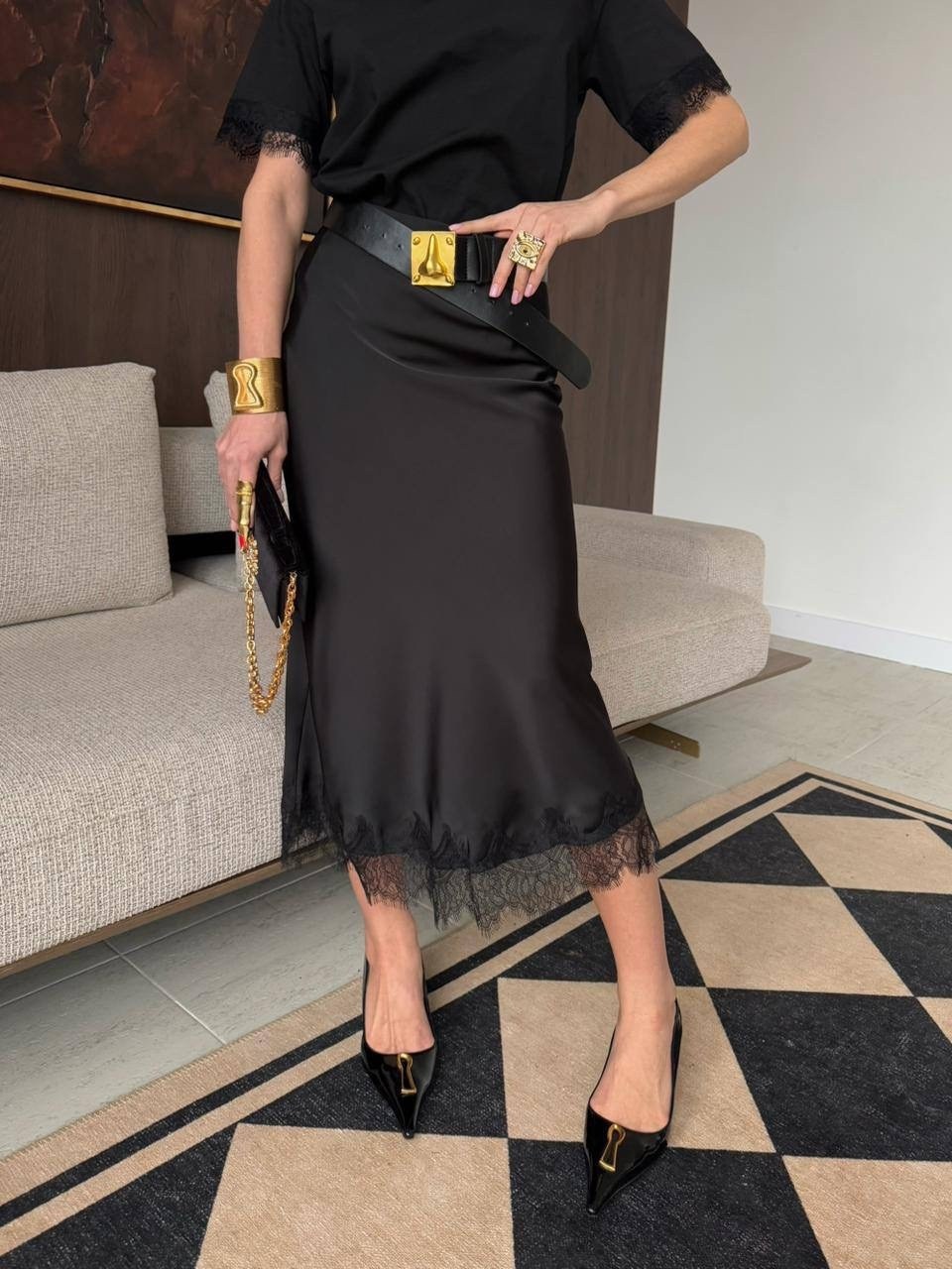 атласная юбка,атласная черная юбка,атласная юбка с кружевом,атласная юбка миди,юбка