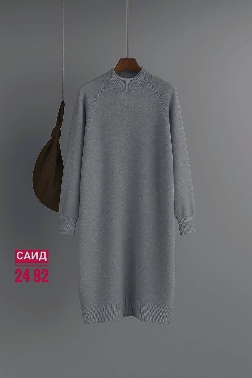 трикотажное платье,вязаное платье,шерстяное платье,платье женская,свободное платье