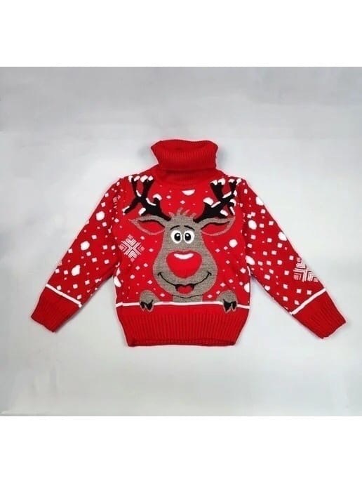 свитер новогодний детский,новогодние свитера,свитер с рождественским принтом,свитера с оленями,новогодний джемпер