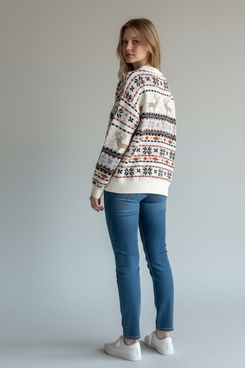 свитера с оленями,свитер с оленями женский,свитер женский новогодний,свитер новогодний вязаный с оленями,джемпер с оленями