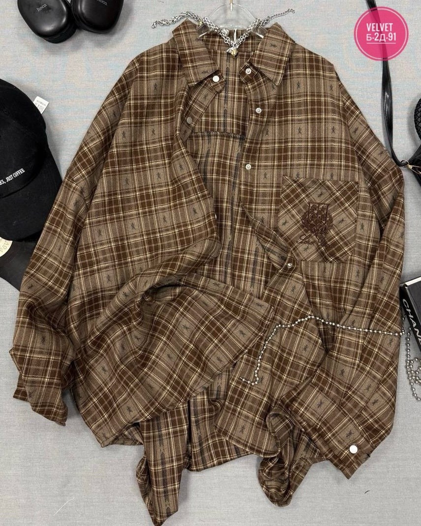 женская рубашка в клетку,рубашка в клетку оверсайз со стразами perferita,рубашка женская,рубашка в клетку женская оверсайз,рубашка в клетку оверсайз удлиненная marybeth