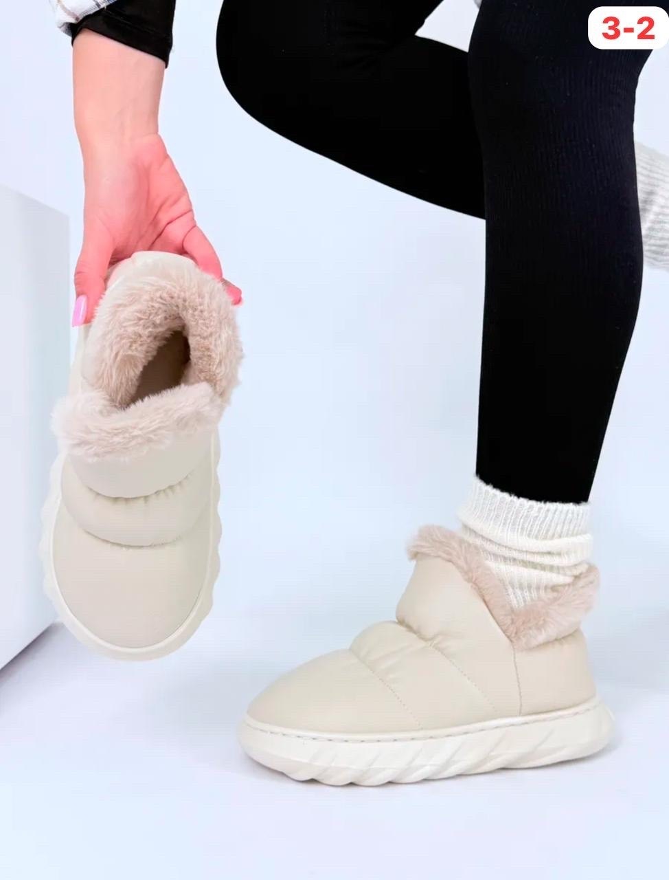 угги зимние дутики короткие emelina shop цвет бежевый, молочный,,женские угги,дутики женские,дутики