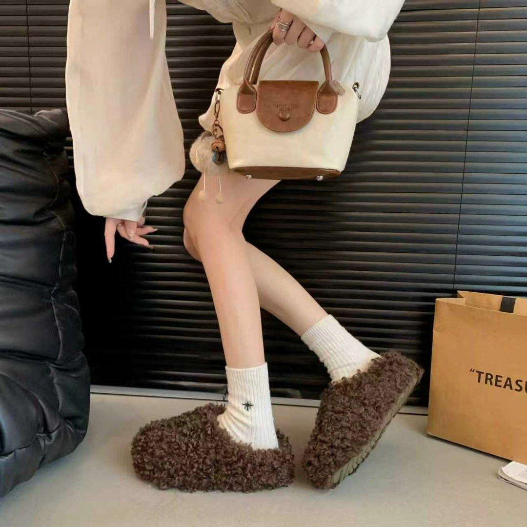 женские тапочки из овечьей шерсти,женские зимние теплые пушистые тапочки на толстой подошве,тапочки из овечьей шерсти для женщин,джум. модные теплые утолщенные тапочки из овечьей шерсти для женщин,жен