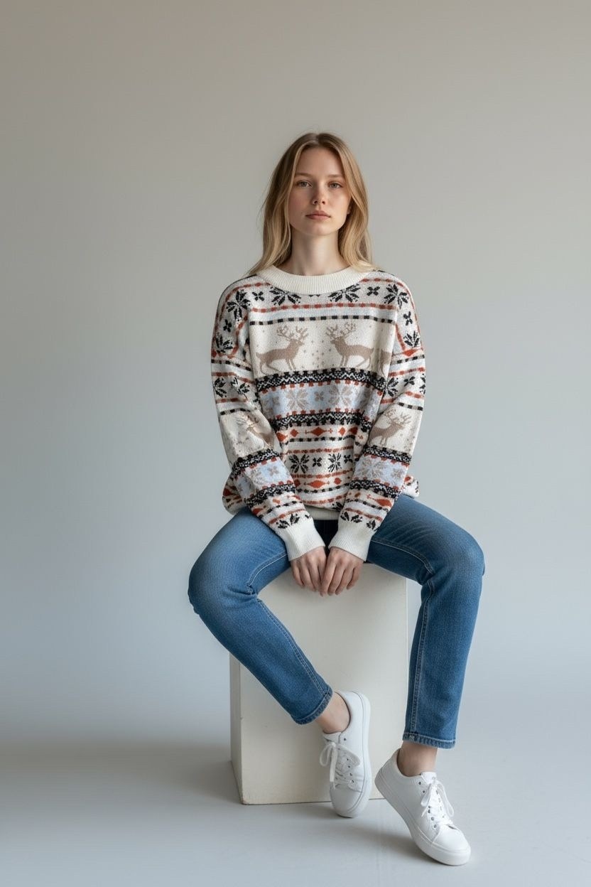 свитера с оленями,свитер с оленями женский,свитер женский новогодний,свитер новогодний вязаный с оленями,джемпер с оленями
