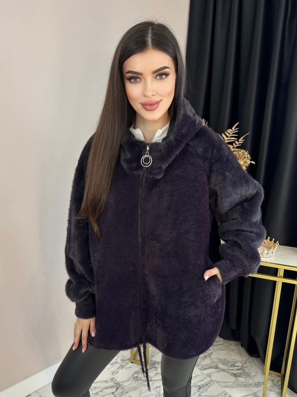 стильное пальто,шуба искусственная экошуба с капюшоном fashionsmart,кардиган пушистый,черный кардиган,шуба искусственная зимняя с капюшоном fashion smart