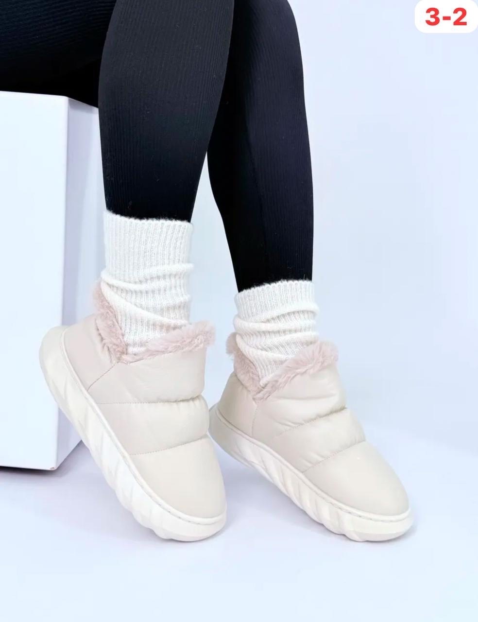 угги зимние дутики короткие emelina shop цвет бежевый, молочный,,женские угги,дутики женские,дутики